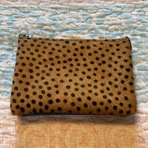 Leather Hair-On leopard billfold wallet card holder